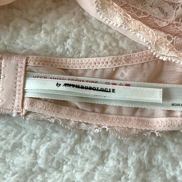 Anthropologie Lacy Halter Plunge Bralette Floral Sz L Peach Wireless NWOT - Picture 3 of 11